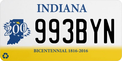 IN license plate 993BYN