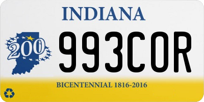 IN license plate 993COR