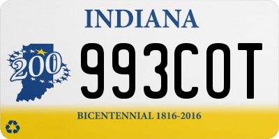 IN license plate 993COT