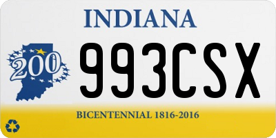 IN license plate 993CSX