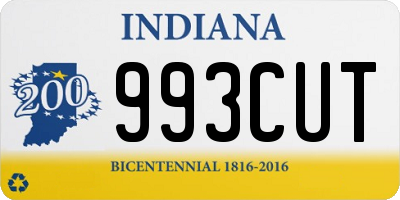 IN license plate 993CUT