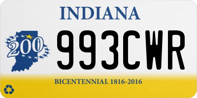 IN license plate 993CWR