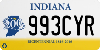 IN license plate 993CYR