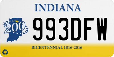 IN license plate 993DFW