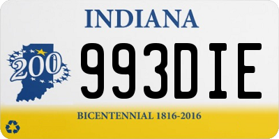 IN license plate 993DIE