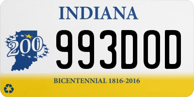 IN license plate 993DOD