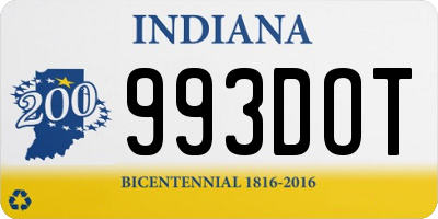IN license plate 993DOT