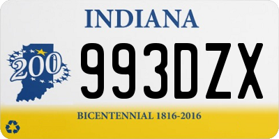 IN license plate 993DZX