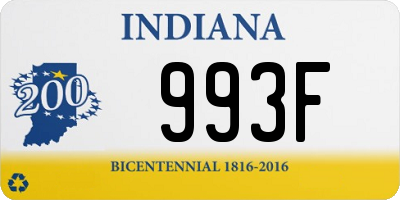 IN license plate 993F