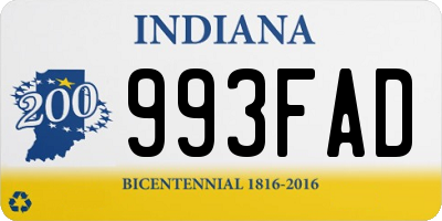 IN license plate 993FAD