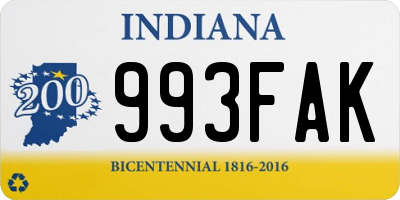 IN license plate 993FAK