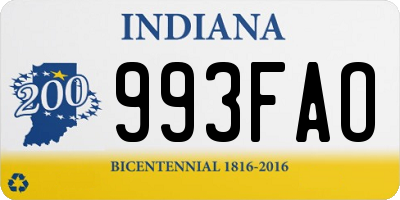 IN license plate 993FAO