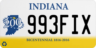 IN license plate 993FIX