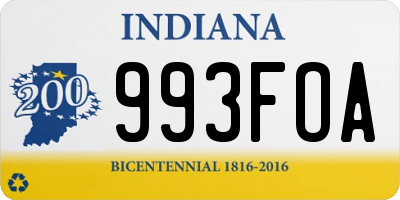 IN license plate 993FOA