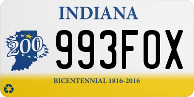 IN license plate 993FOX