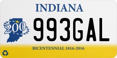 IN license plate 993GAL