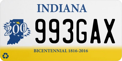 IN license plate 993GAX