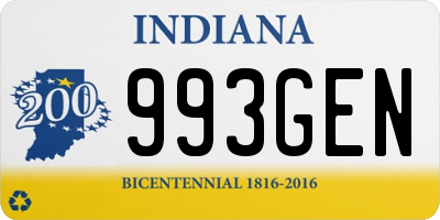 IN license plate 993GEN