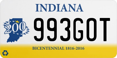 IN license plate 993GOT