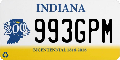 IN license plate 993GPM