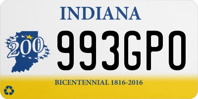 IN license plate 993GPO