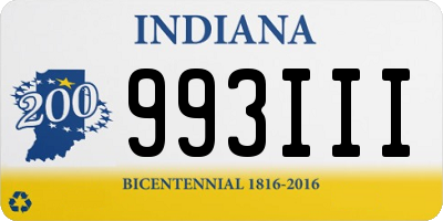 IN license plate 993III