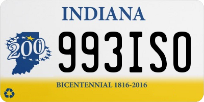 IN license plate 993ISO