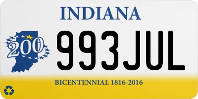 IN license plate 993JUL