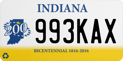 IN license plate 993KAX