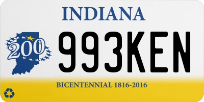 IN license plate 993KEN