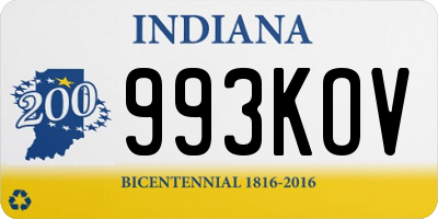 IN license plate 993KOV