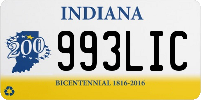 IN license plate 993LIC