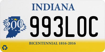 IN license plate 993LOC