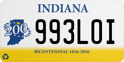 IN license plate 993LOI