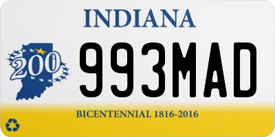 IN license plate 993MAD