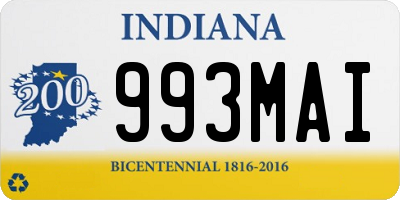 IN license plate 993MAI