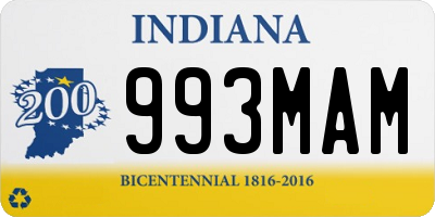 IN license plate 993MAM