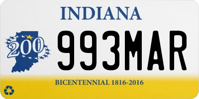 IN license plate 993MAR