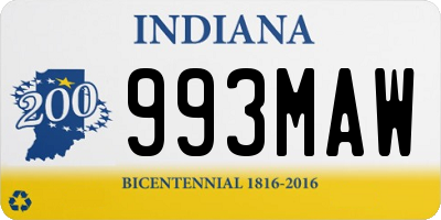 IN license plate 993MAW