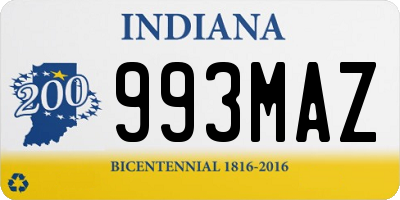 IN license plate 993MAZ