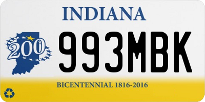 IN license plate 993MBK