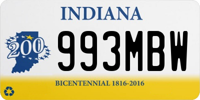 IN license plate 993MBW