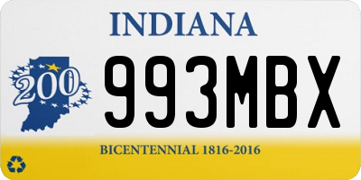 IN license plate 993MBX