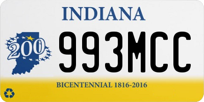 IN license plate 993MCC