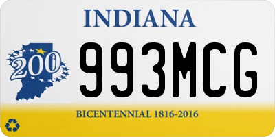 IN license plate 993MCG