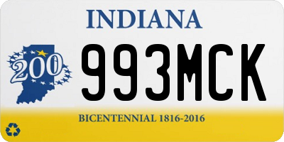 IN license plate 993MCK