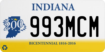 IN license plate 993MCM