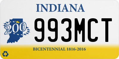 IN license plate 993MCT