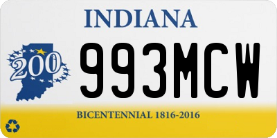 IN license plate 993MCW