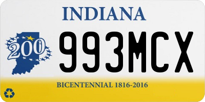 IN license plate 993MCX